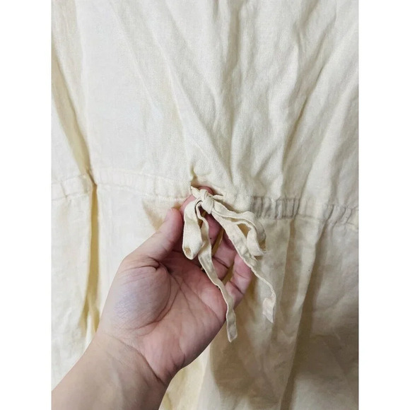 Vtg J Jill Linen Cardigan Sz L Button Woven Butter Yellow Boho Lagenlook Resort - Picture 4 of 9